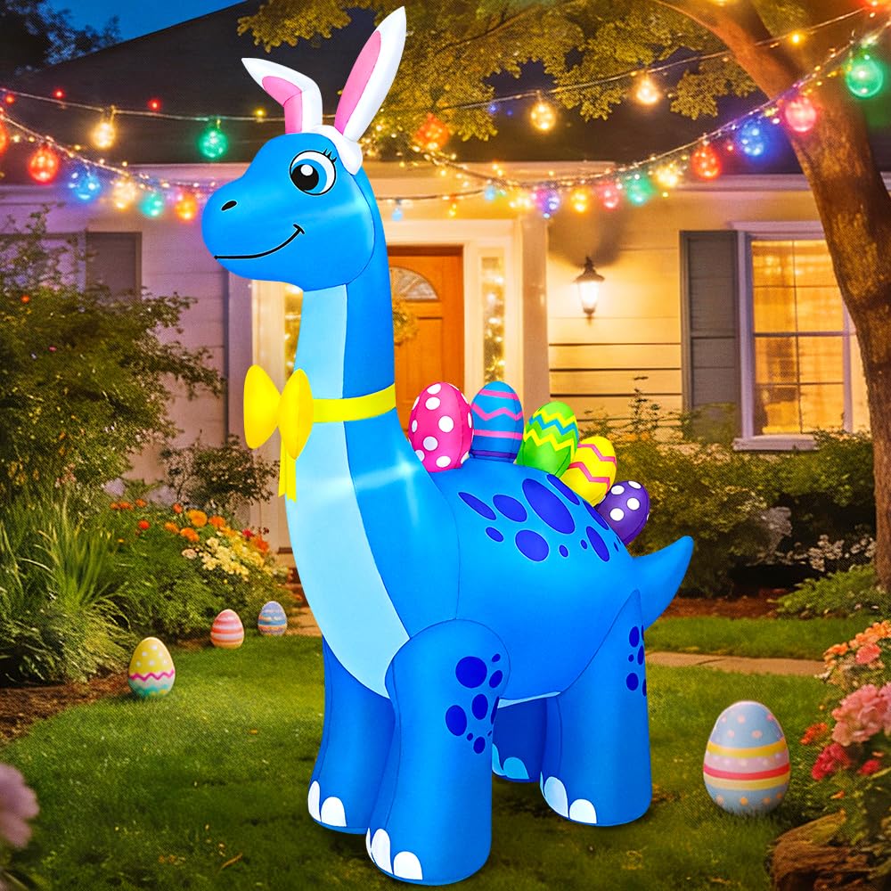 Kooy Easter dinosaur yard decor creates a playful focal point.