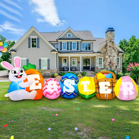 KOOY Easter inflatable with built-in LEDs brightening lawns and patios.