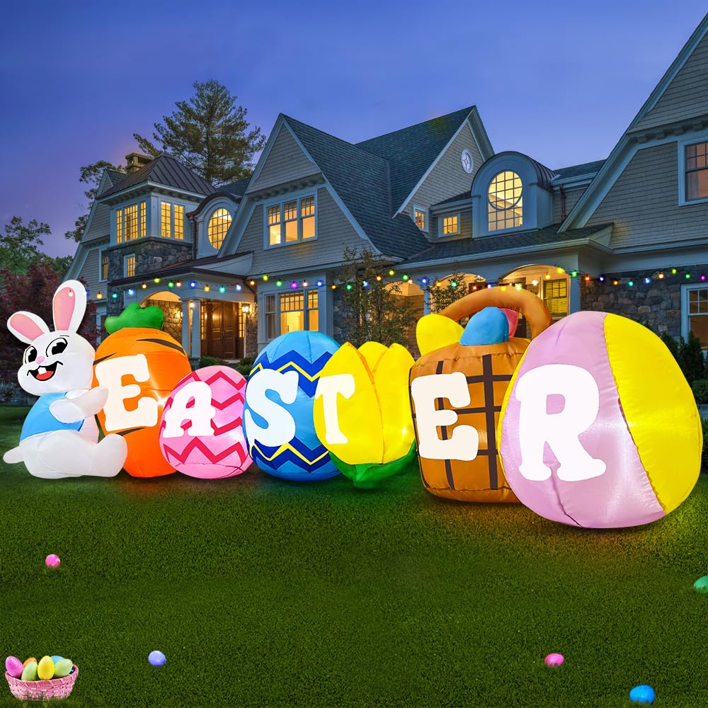 KOOY 10ft yard decoration with carrots, eggs, and tulip banner.