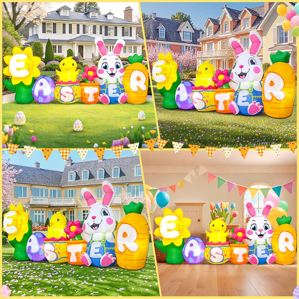 KOOY inflatable yard decoration with built-in LEDs for quick setup