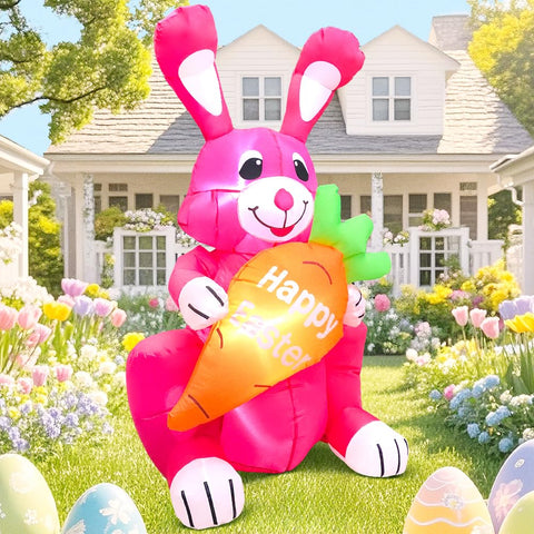 KOOY LED-lit Easter Bunny inflates with built-in lights for night visibility.
