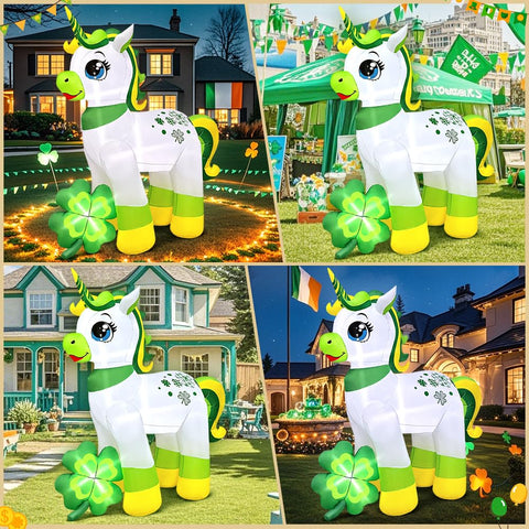 KOOY inflatable unicorn with LED lights brightens outdoor celebrations.