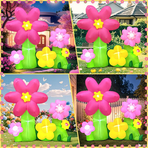 KOOY multi-colored inflatable flowers glow softly with built-in LED lights for evening celebrations.
