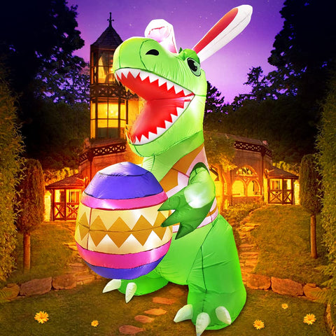 Kooy self-inflating Easter dinosaur for easy setup.