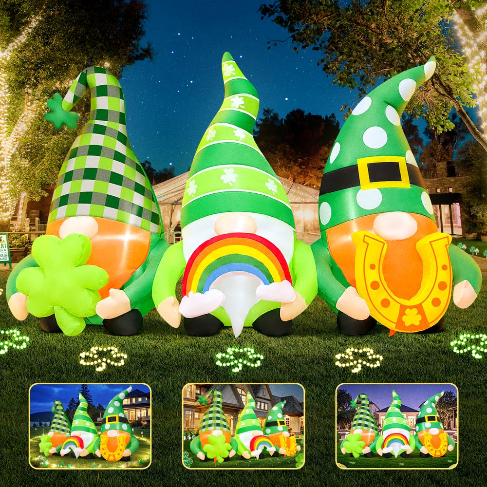 KOOY gnome with LED lights lights up for nighttime visibility