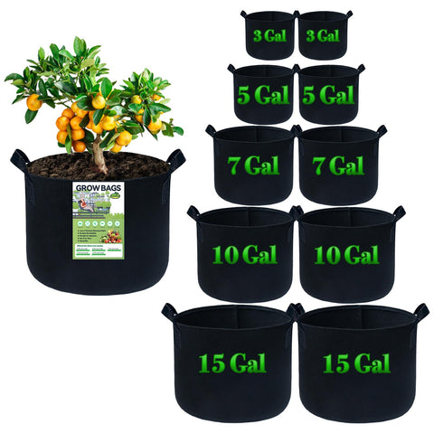 Kopotma grow bags in mixed sizes enable flexible planting spaces for vegetables.