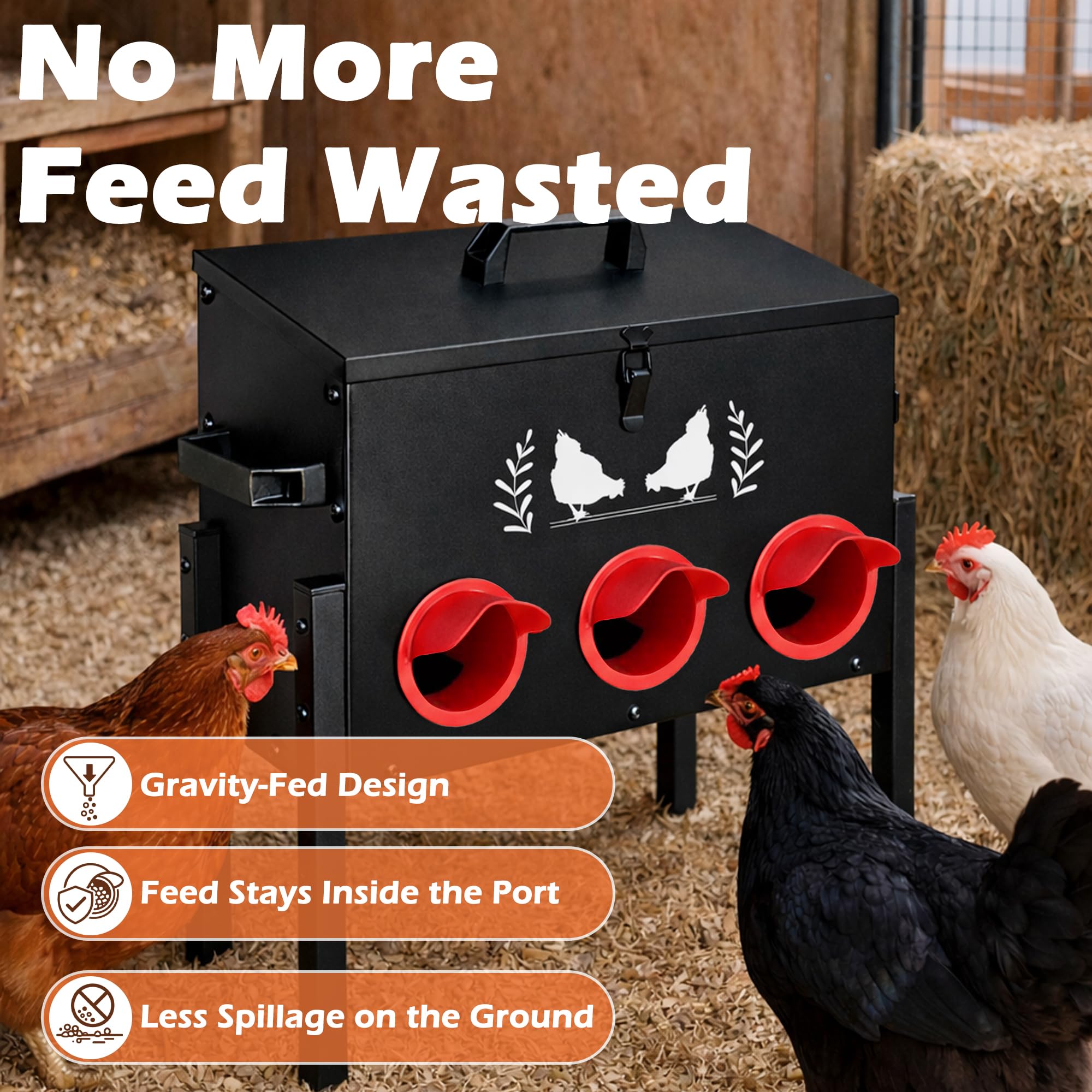 Koretech six-port feeder feeding ports visible, reducing crowding during yard feeding