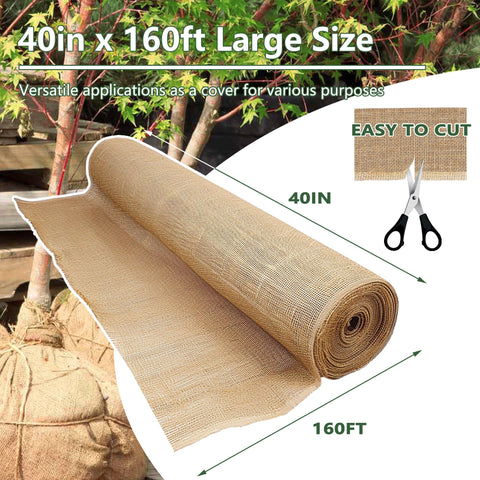 Koretech burlap roll wrapped tree trunk showing rustic warmth.