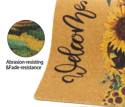 KorhLeoh bright yellow sunflower mat suitable for indoor or outdoor use