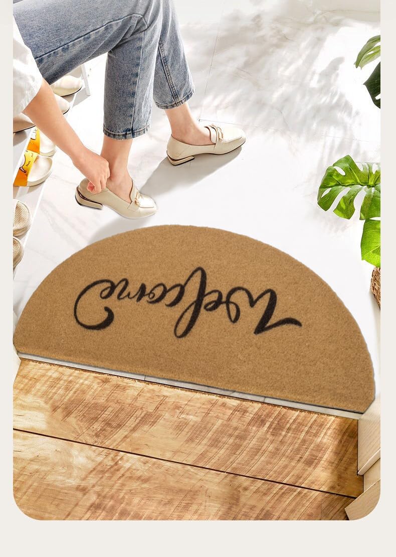 KorhLeoh half-round doormat with anti-slip rubber backing for stable placement.