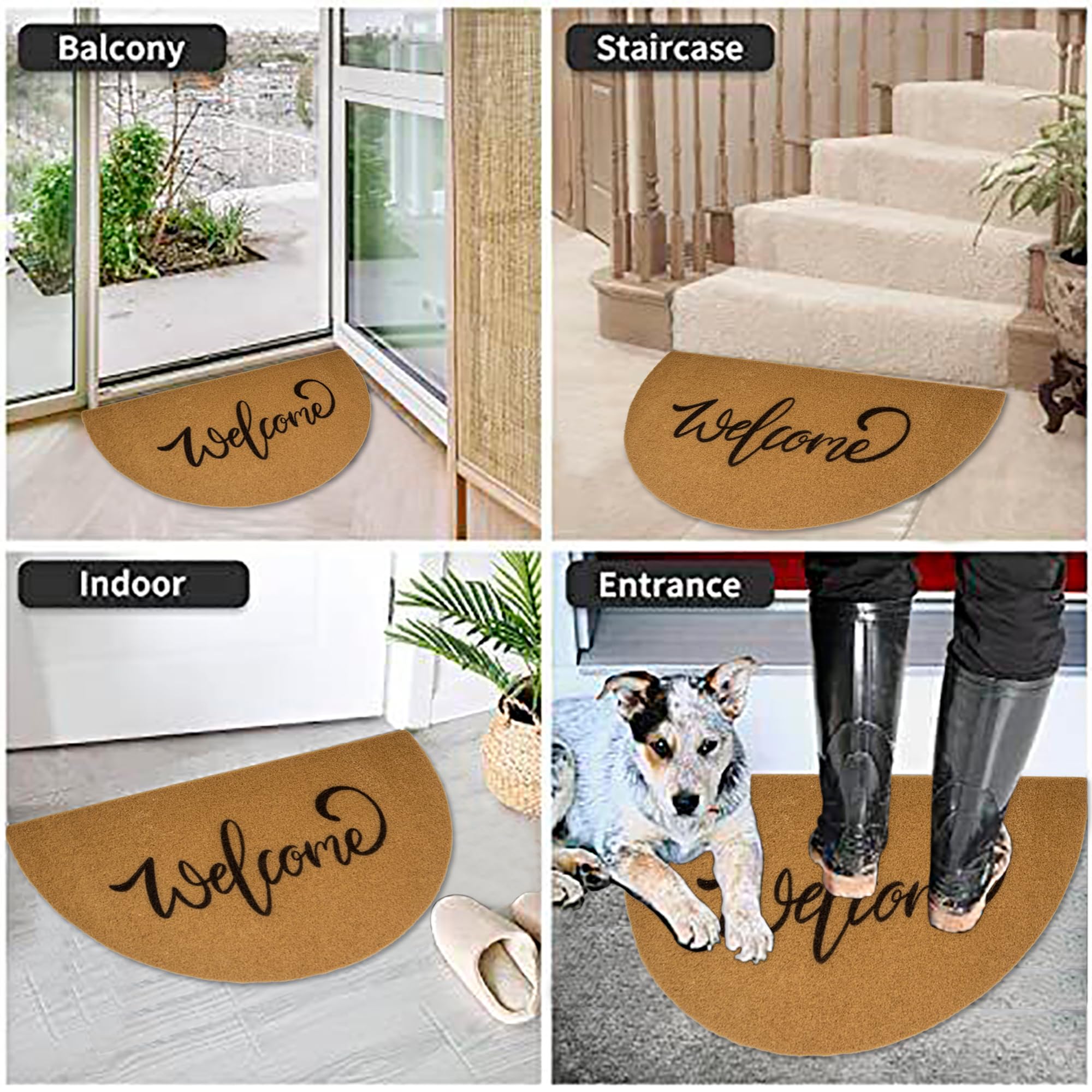 KorhLeoh indoor-outdoor welcome mat adds versatile entryway decor.