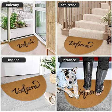 KorhLeoh indoor-outdoor welcome mat adds versatile entryway decor.