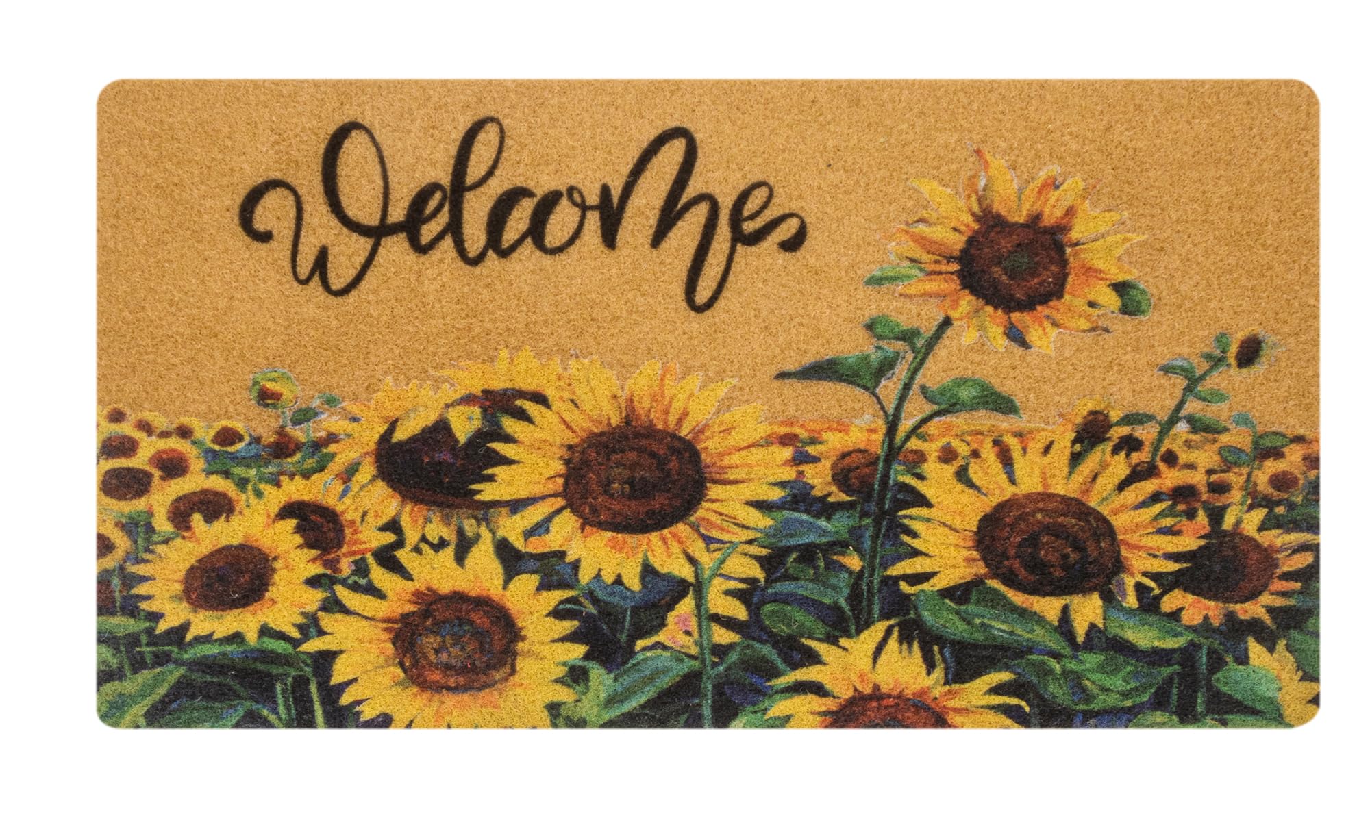 KorhLeoh sunflower welcome entrance doormat with vibrant bloom for a bright entry