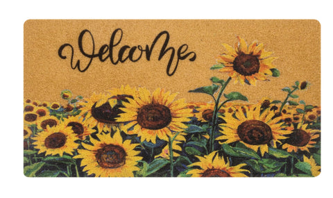 KorhLeoh sunflower welcome entrance doormat with vibrant bloom for a bright entry