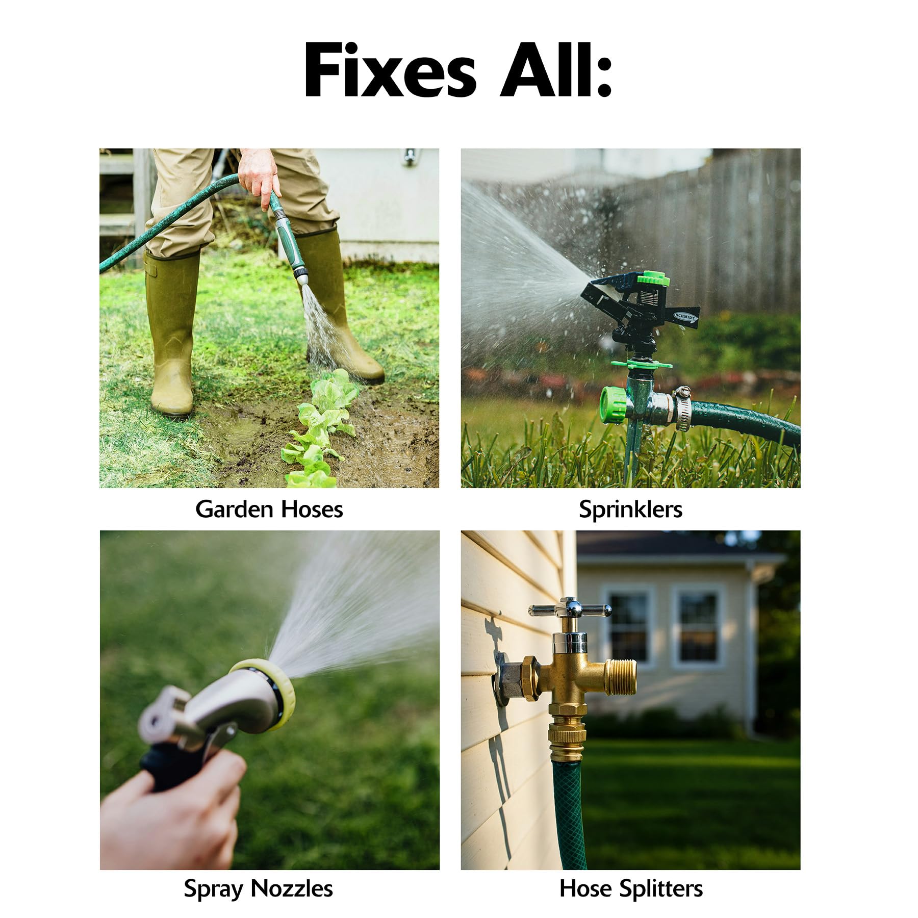 Korky Premium Garden Hose Washers showing universal compatibility with hoses and attachments