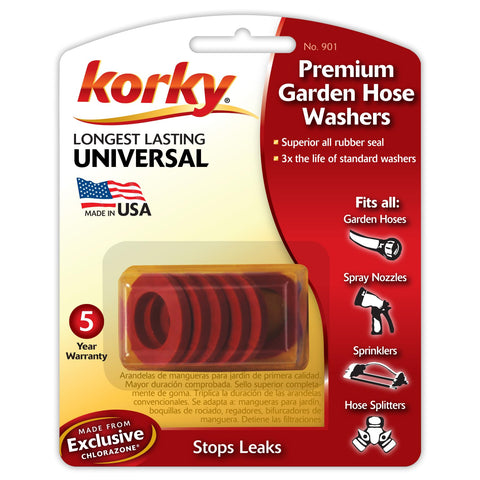 Korky Premium Garden Hose Washers hero image with leak-free seal