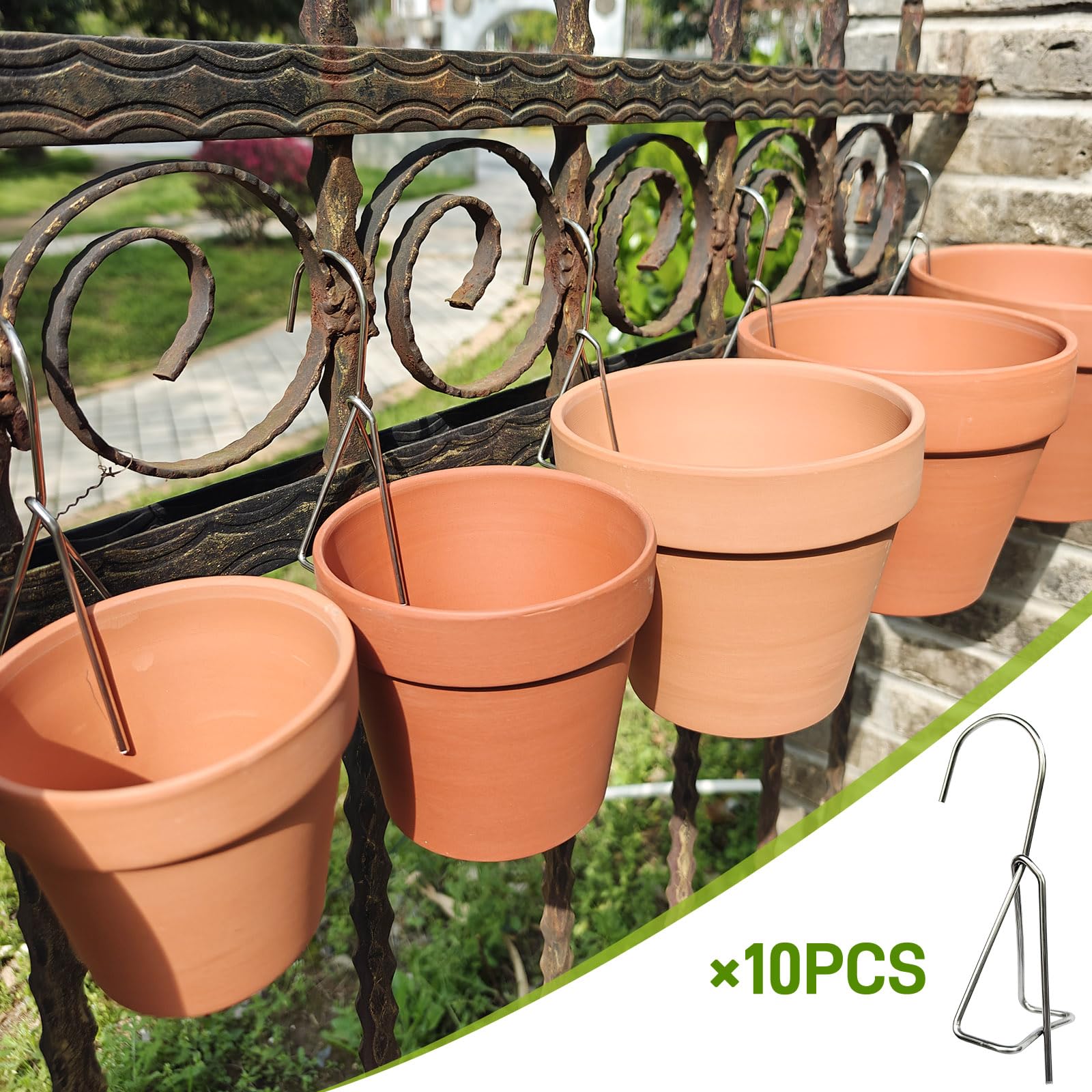 KOROI terracotta pot hanger clip offers tool-free mounting for clay pots.