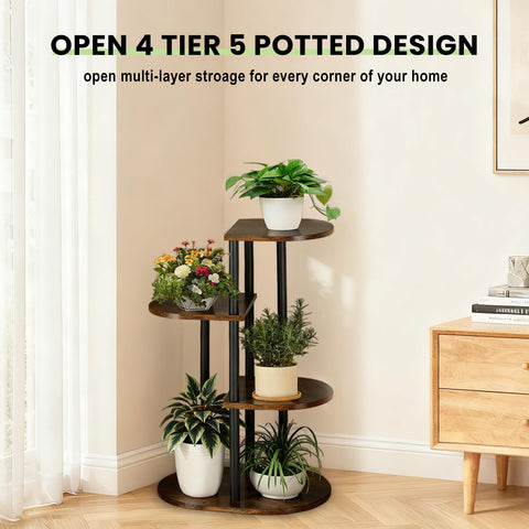 Korrie Home rustic brown plant stand complements modern farmhouse interiors.