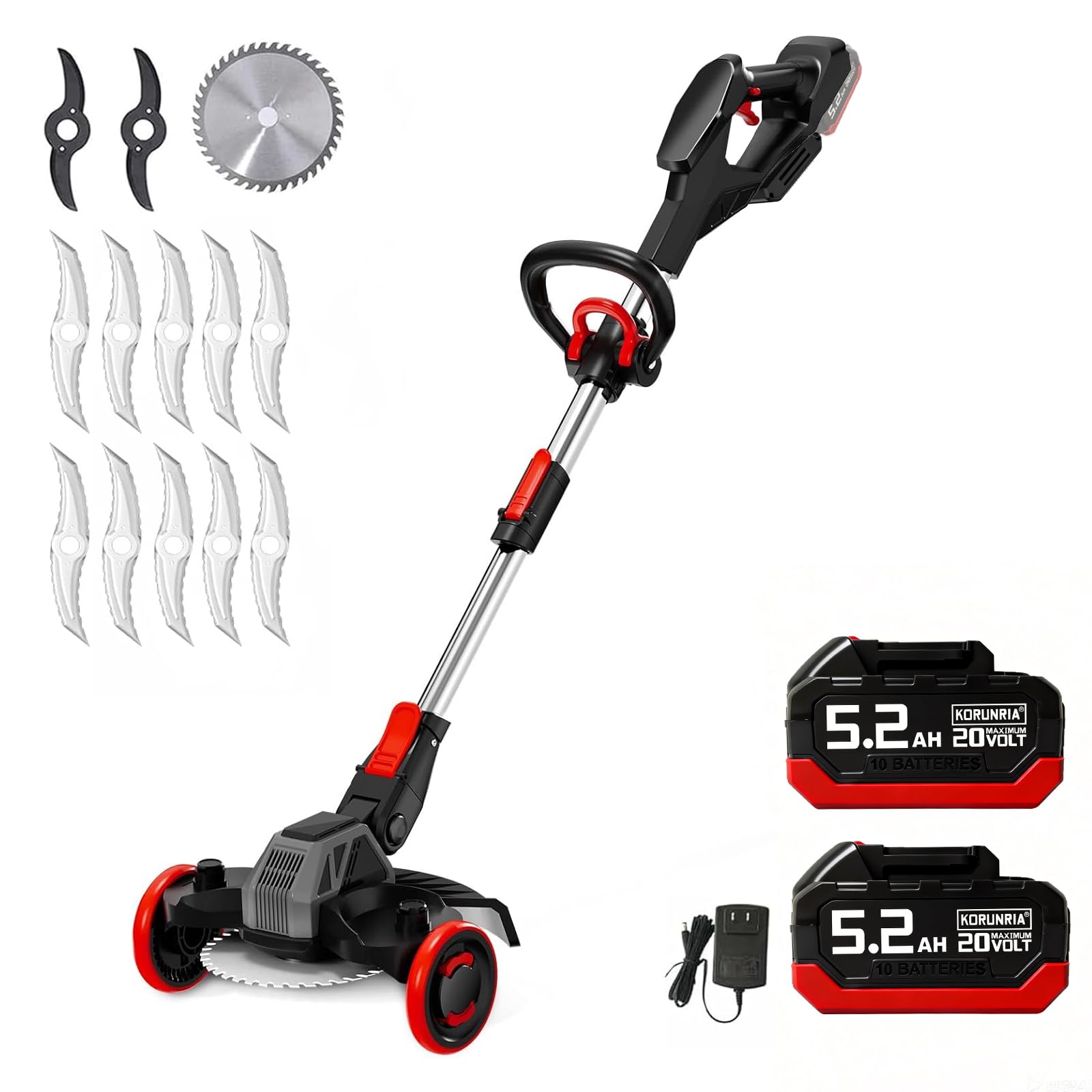 Korunria 20V weed wacker with brushless motor demonstrates power for tough weeds and uneven terrain