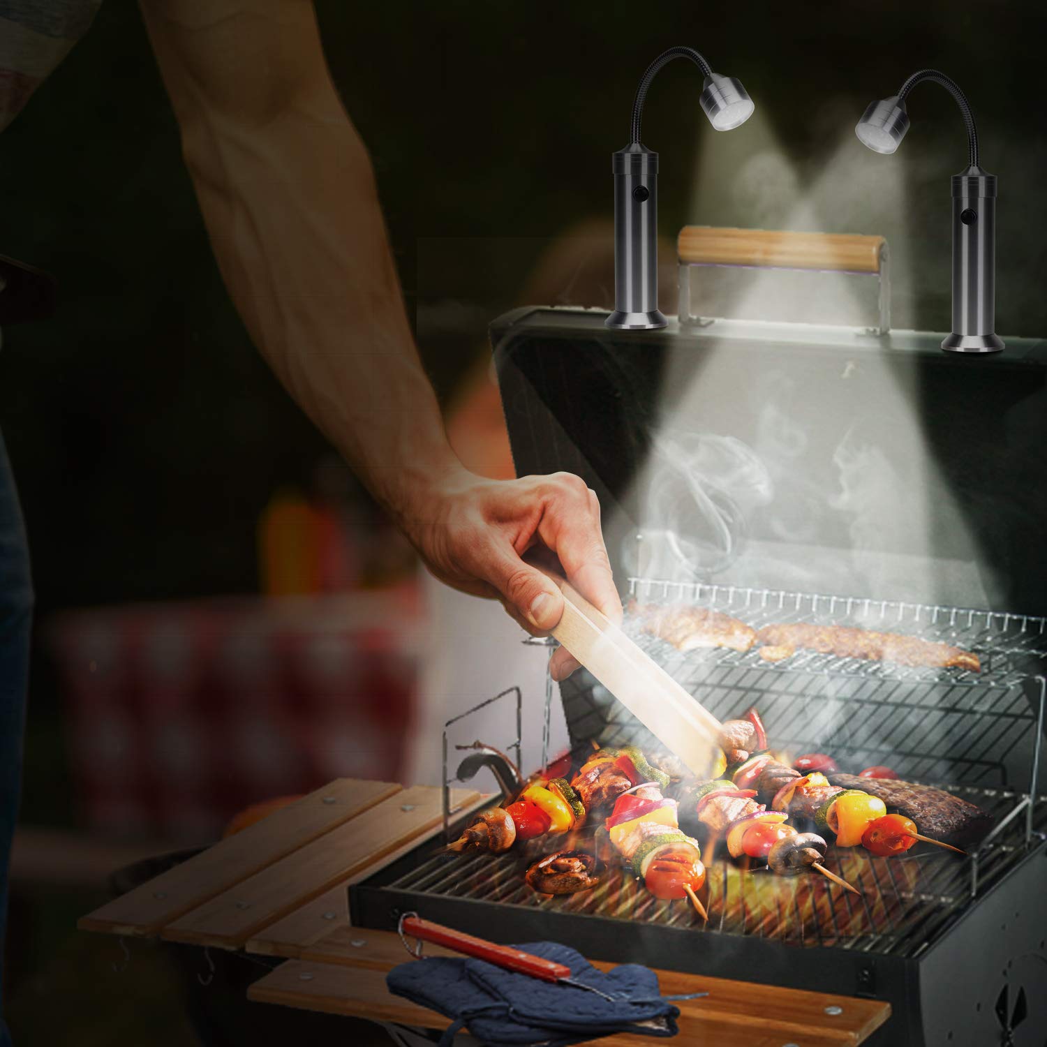 KOSIN Barbecue Light gooseneck offers 360-degree adjustability for precise lighting.
