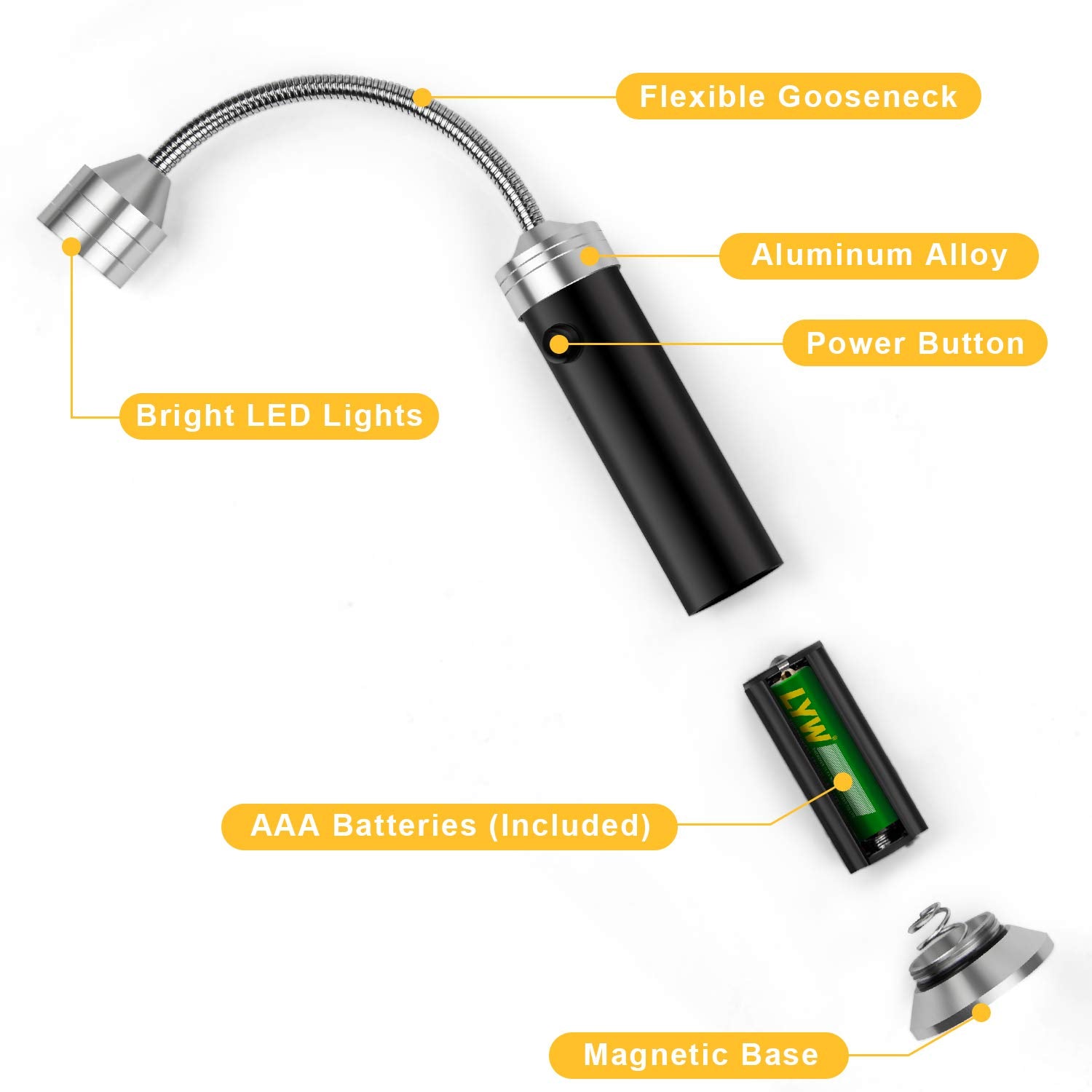 KOSIN BBQ light batteries included for immediate use.