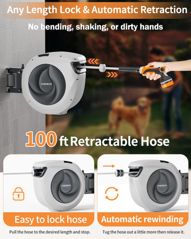 KOSOEUR automatic retraction system keeps hoses neat with no kinks