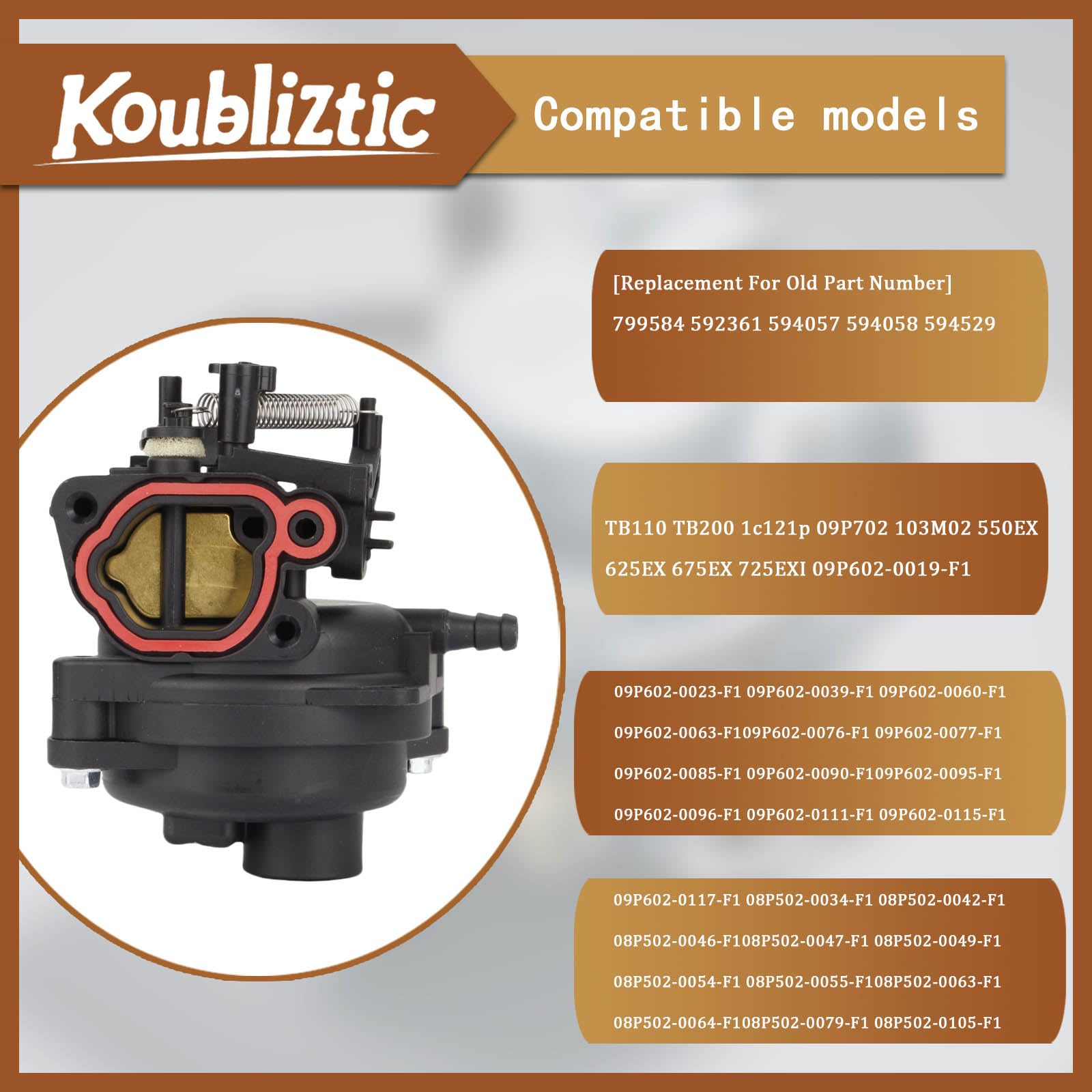 Koubliztic carburetor kit fuel shutoff valve for safe maintenance.