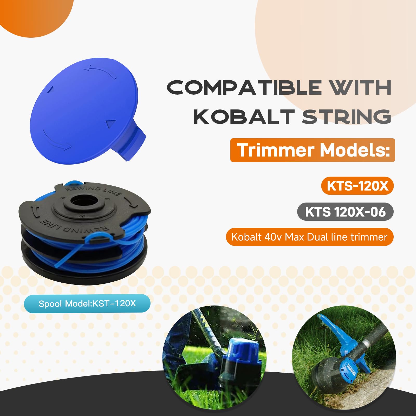 Kousika KST-120X spool with 20 ft of nylon line for quick refills