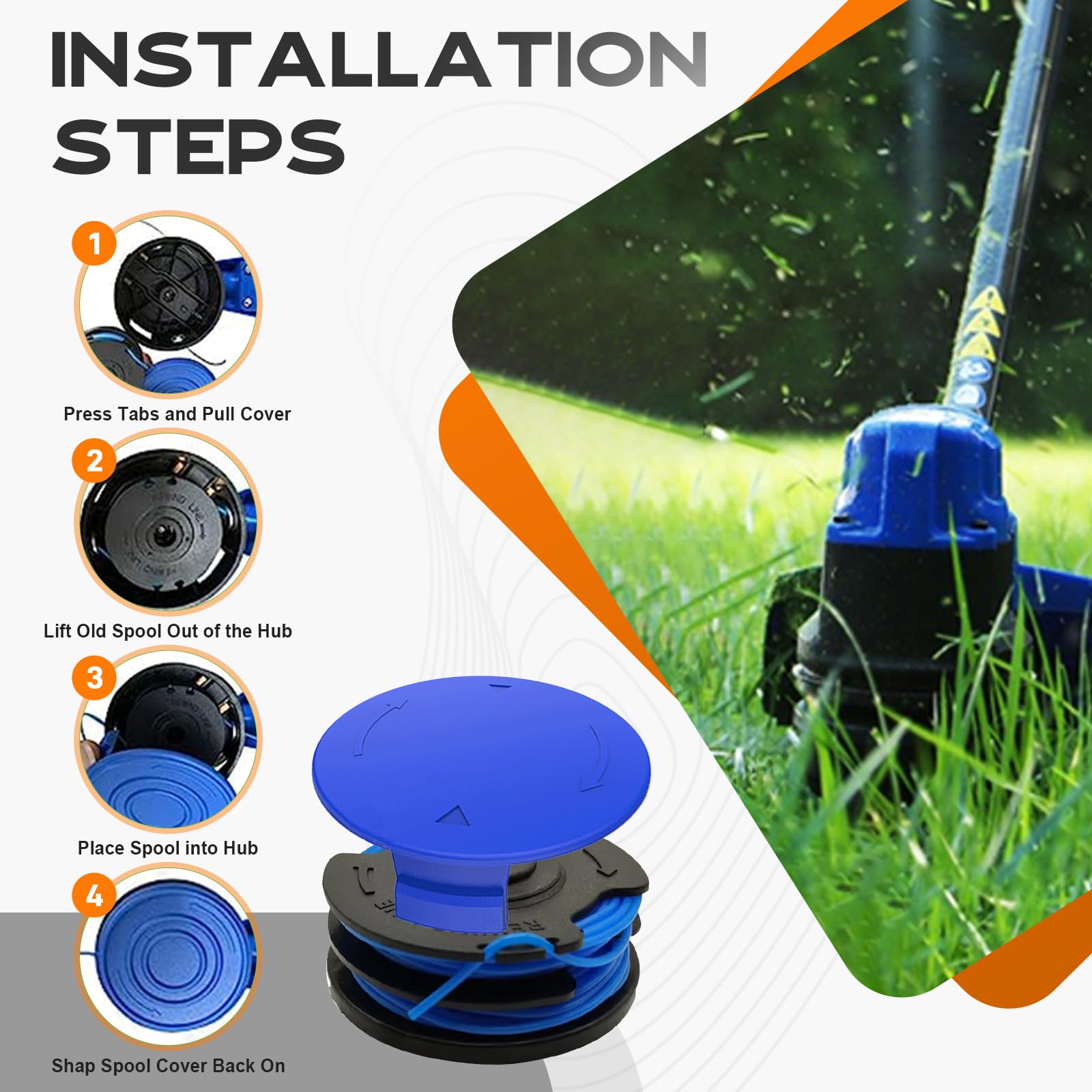 Step-by-step installation of Kousika KST-120X spool on a Kobalt trimmer