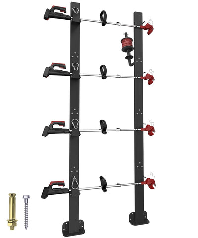 Koutemie 4-Place Weedeater Rack on open trailer keeps trimmers organized and accessible.