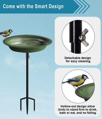 Koutemie bird bath doubles as a feeder for variety of birds.