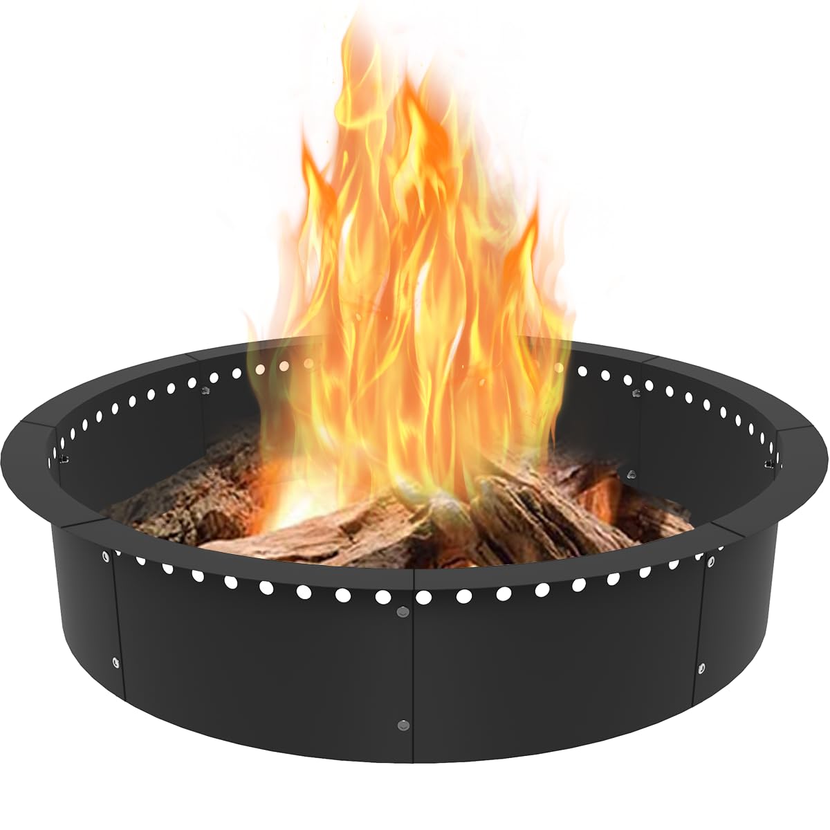 Koutemie fire pit ring outer diameter 40 inches enhances backyards with larger, cleaner burn.