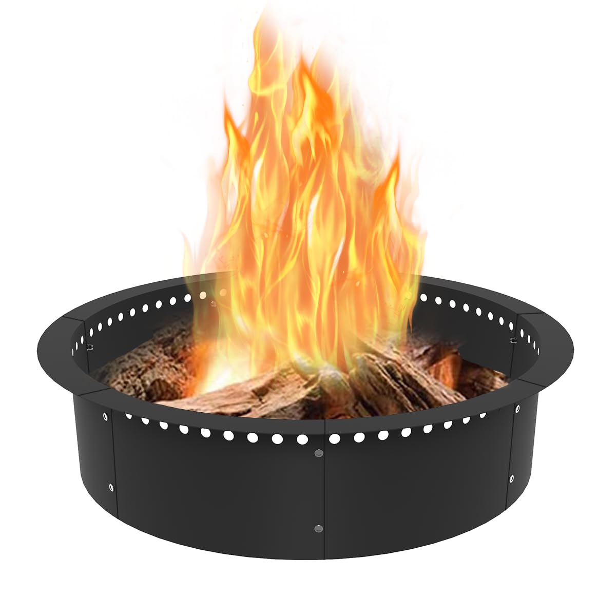 Koutemie fire pit ring outer diameter 35in boosts airflow for cleaner, more even fires.