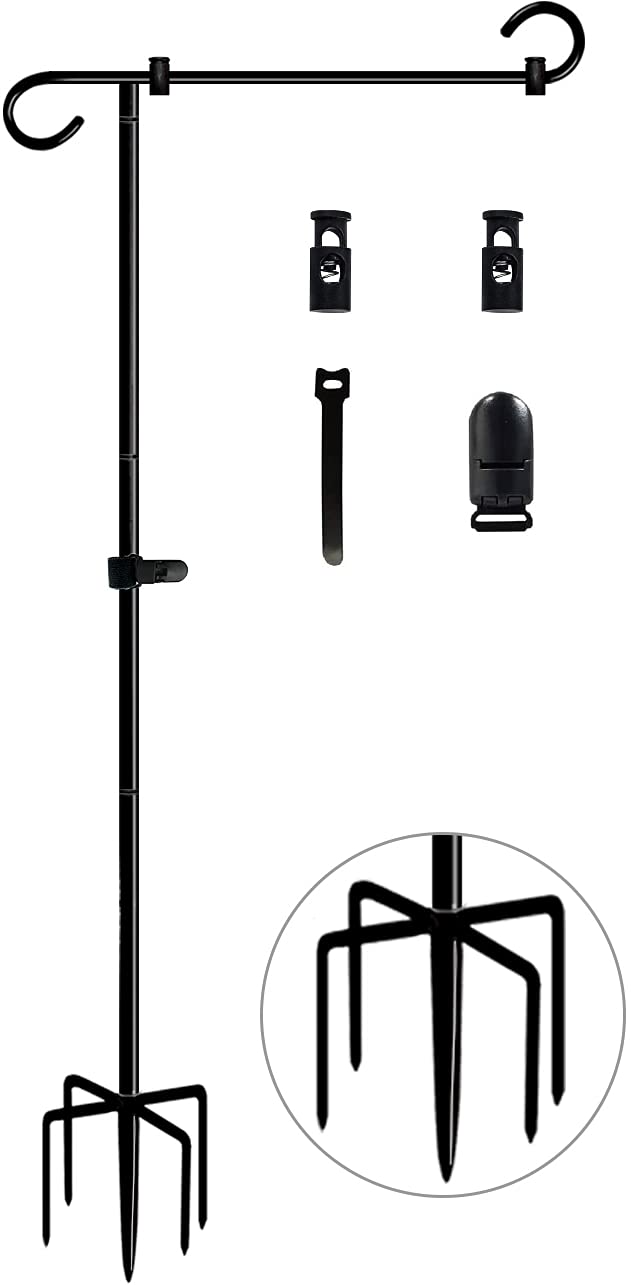 Koutemie 49-inch tall flag stand ready to showcase a 12x18 garden flag.