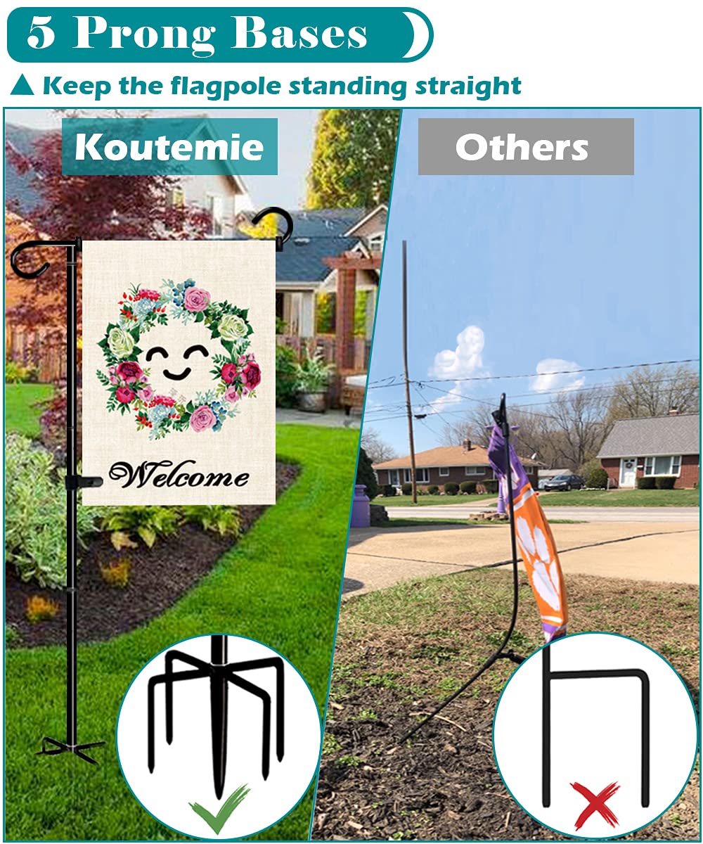 Koutemie matte black flag pole delivers durable, rust-resistant outdoor display.