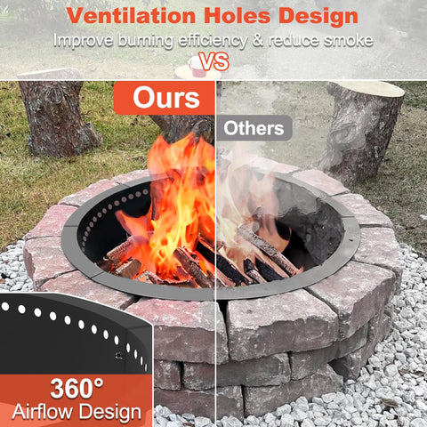 Koutemie smokeless fire pit ring insert helps minimize smoke while enjoying gatherings.