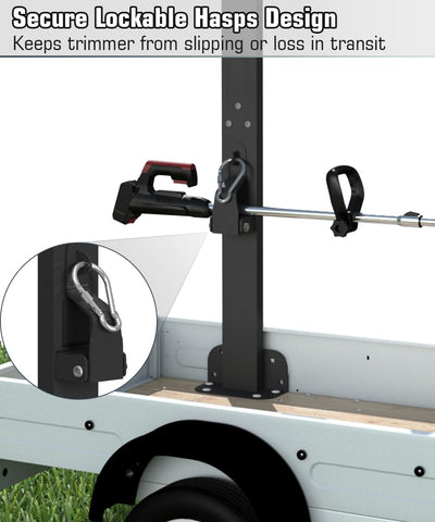 Koutemie Trailer Weedeater Rack with thick L-shaped base for stability