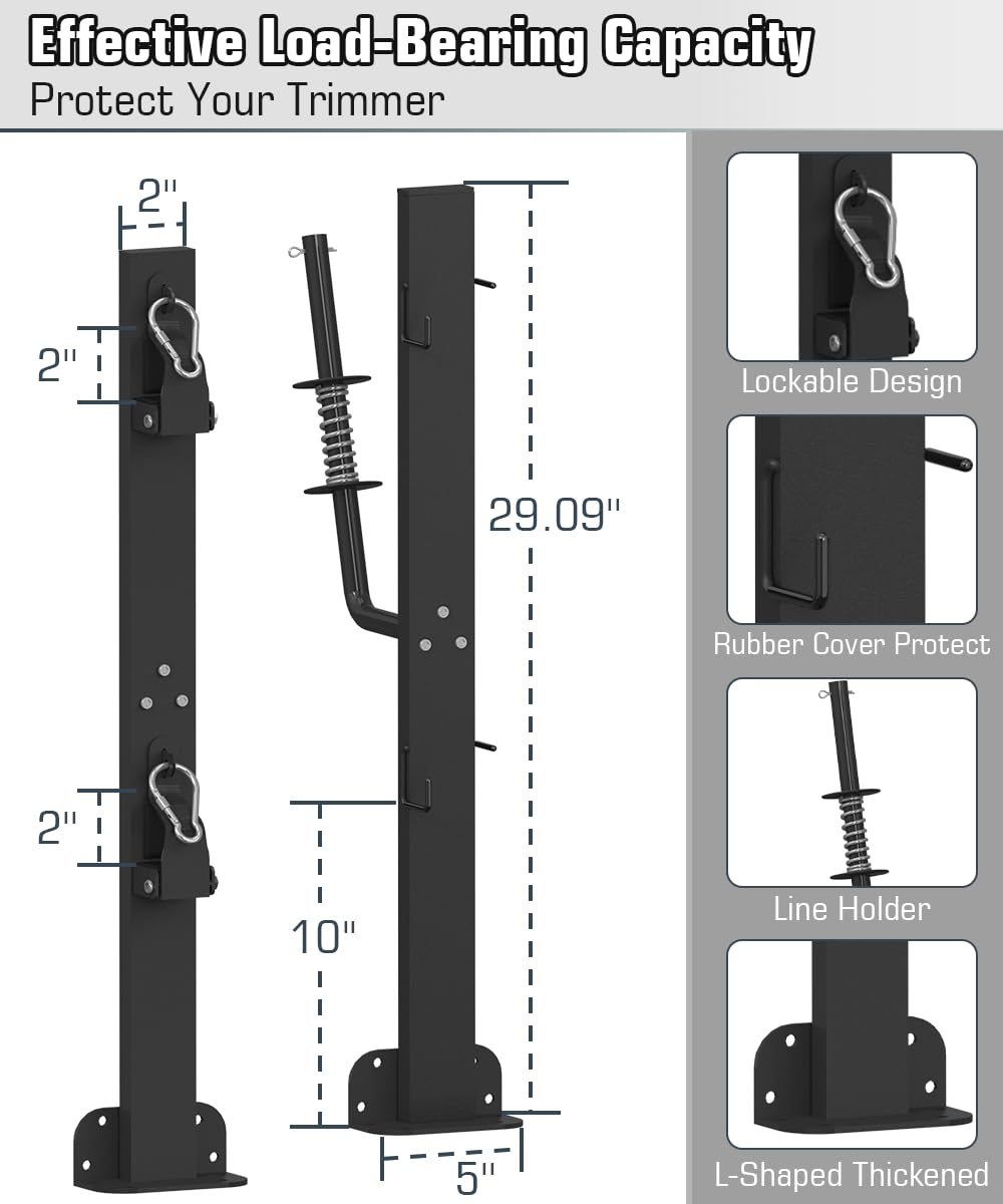 Koutemie Weedeater Rack lockable hasp secures tools during transport
