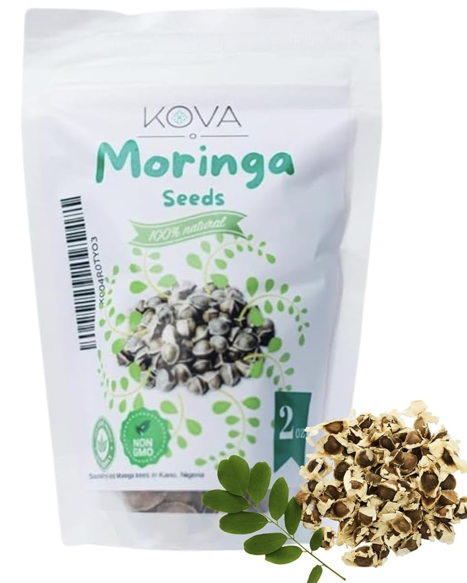 Kovafood Moringa seeds packaging, ready for planting or snacking, delivering nutrient-dense goodness.