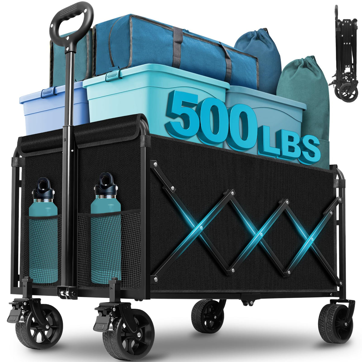 Kovryx collapsible wagon cart closed for compact storage.