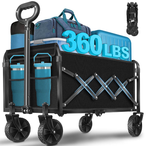 Kovryx collapsible wagon in unfolded dimensions for spacious hauling.