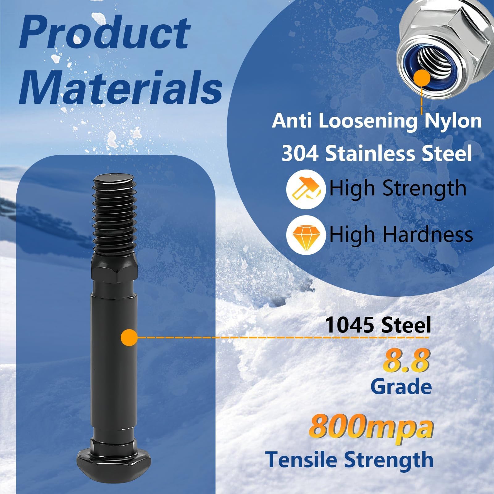 KPALAG 1045 steel pins highlighting high strength for winter use