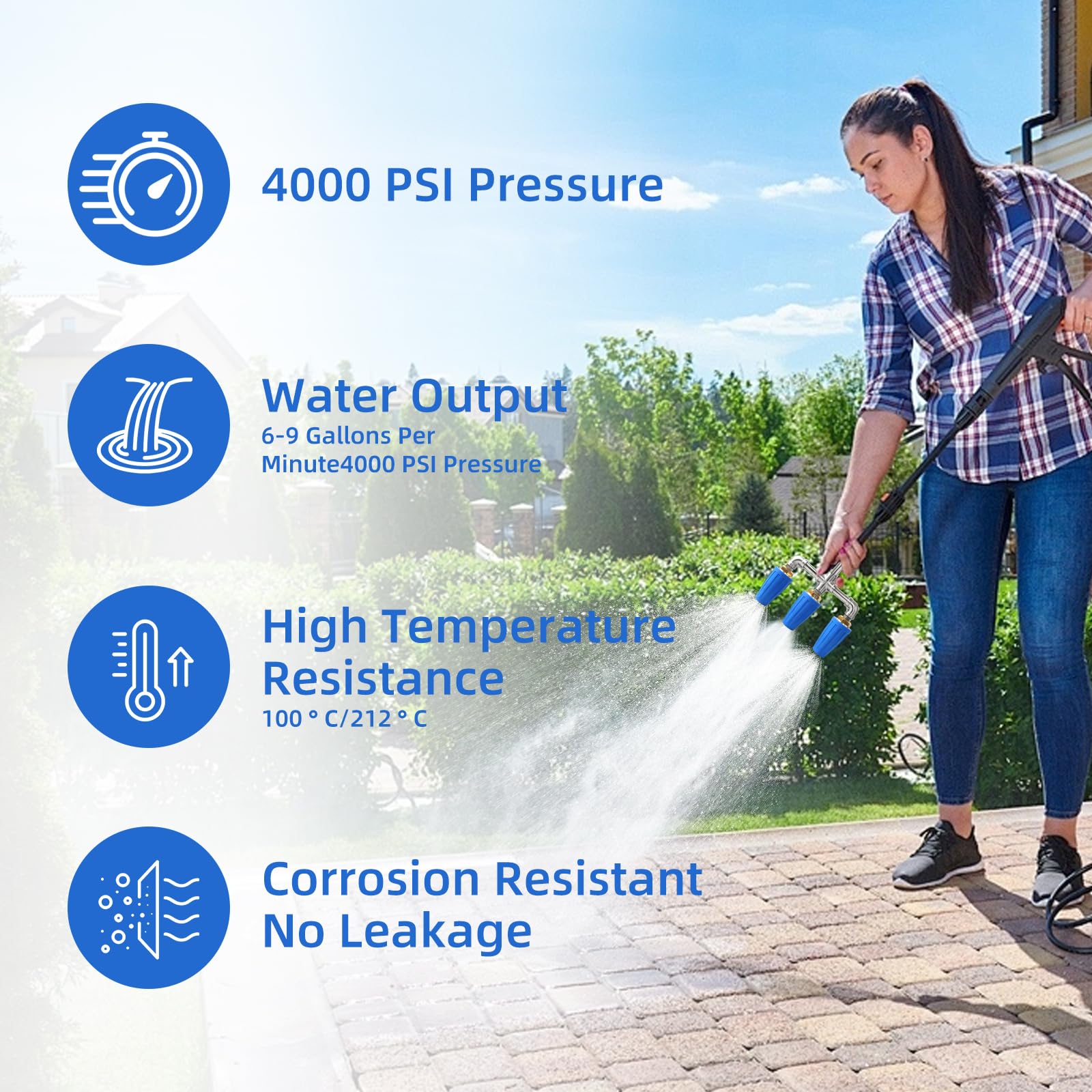 KPAPD stainless steel and brass nozzle ensures robust heavy-cleaning performance.