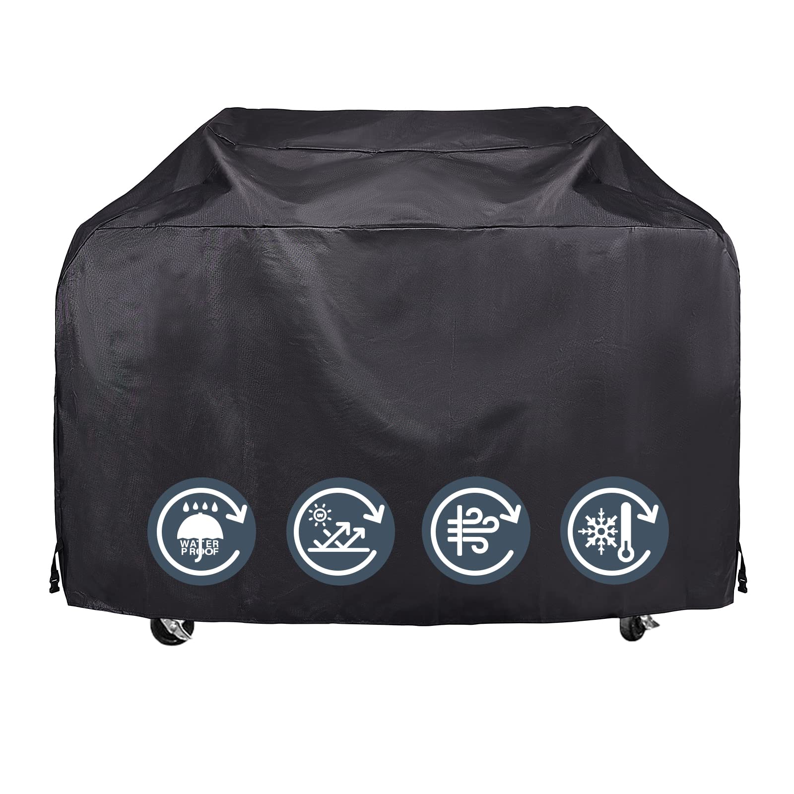 KPT heavy-duty BBQ cover shields a 60-68 inch grill from rain and sun.