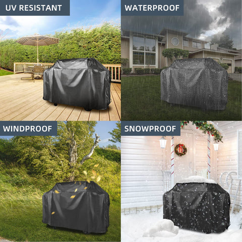 KPT black all-weather grill cover protecting a 60-68 inch grill year-round.