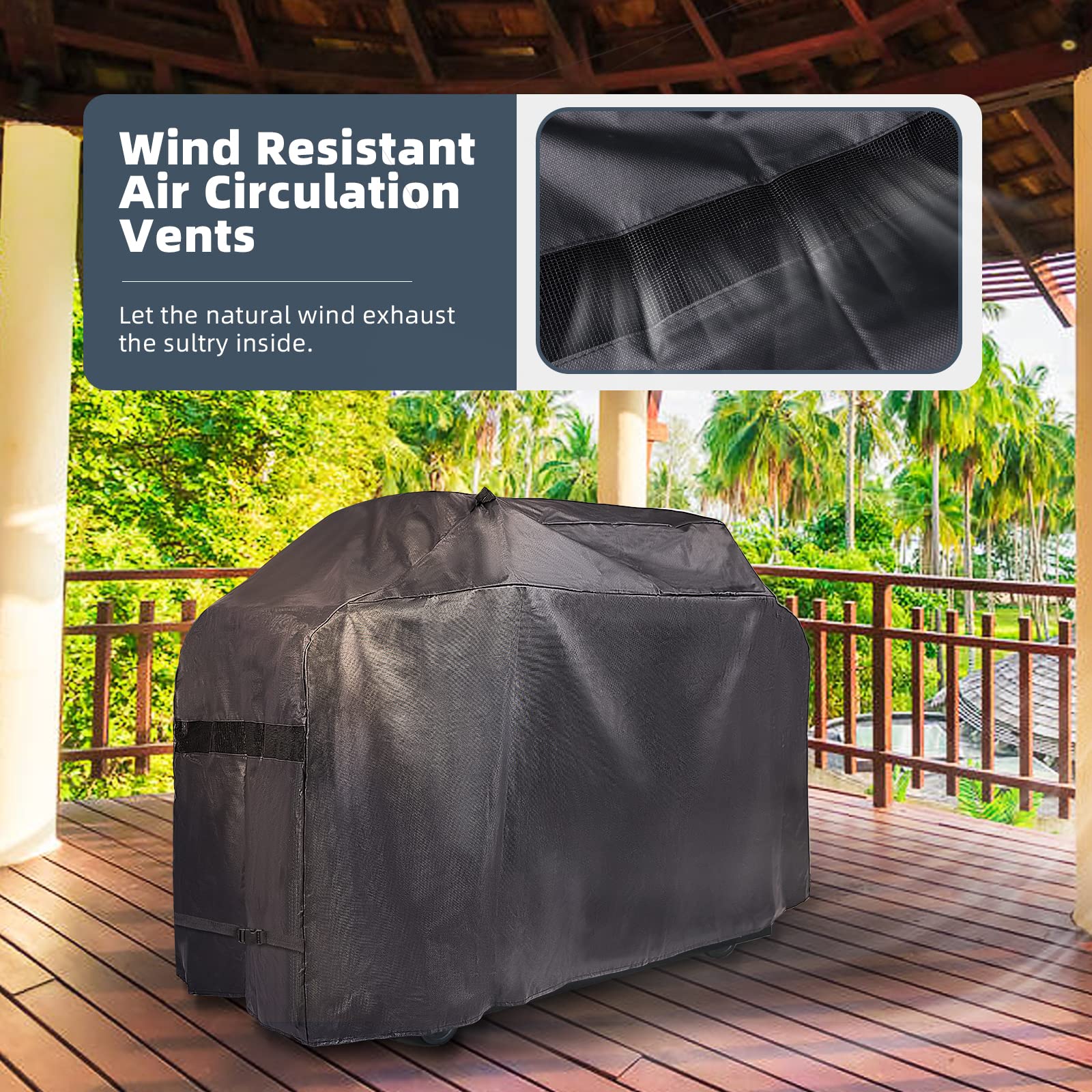 KPT outdoor grill cover folds for easy storage and quick cleaning.