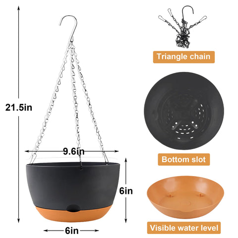 KPUVX 3-pack hanging planters with metal chains shown together for versatile setups.