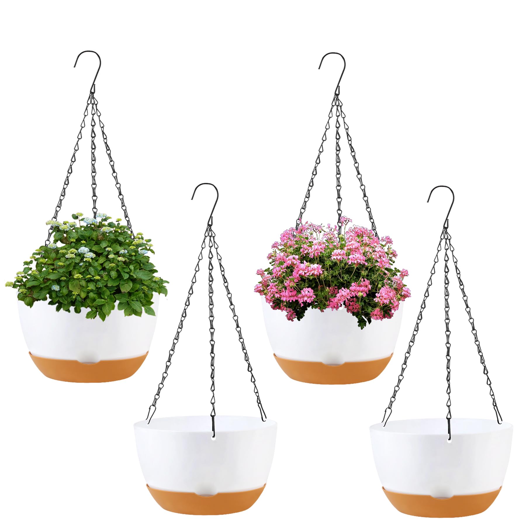 KPUVX four-pack hanging planters: sleek 8-inch design for indoor and outdoor use.