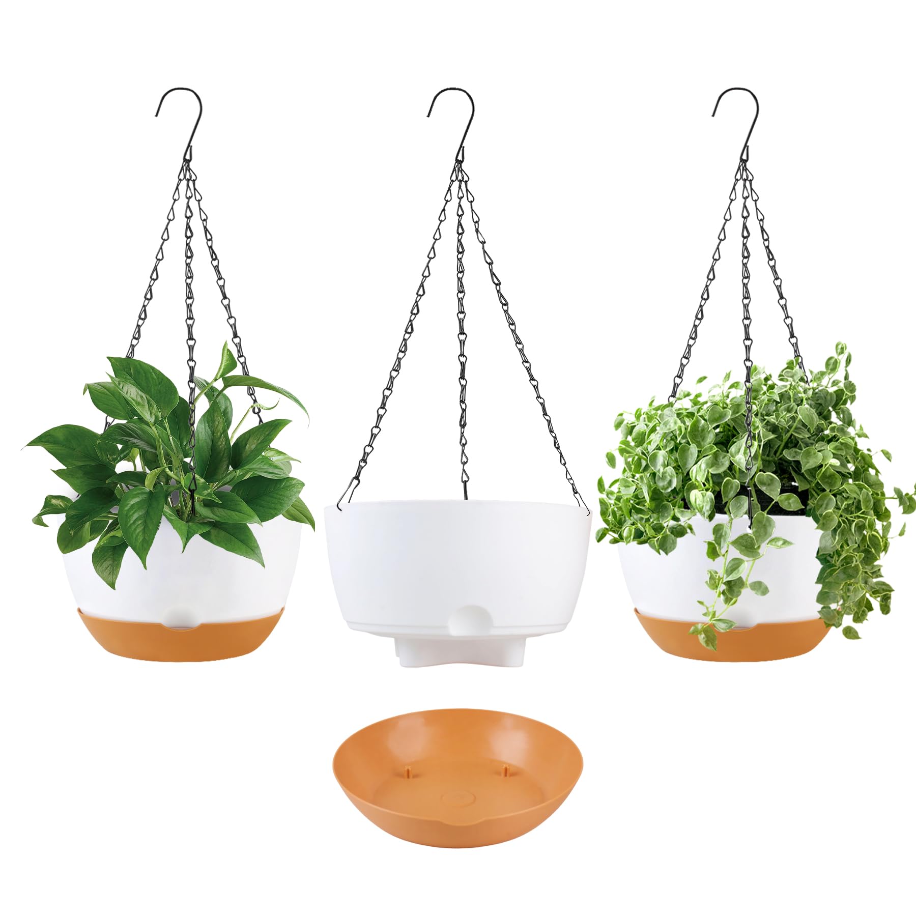 KPUVX 10-inch hanging planter with removable saucer for easy self-watering