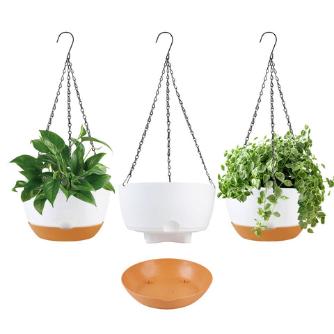 KPUVX 10-inch hanging planter with removable saucer for easy self-watering